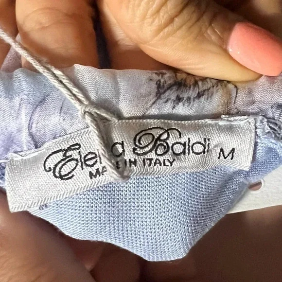 NWT ELENA BALDI Blue Silk Blend Floral Tiered Maxi Dress - Picture 13 of 14